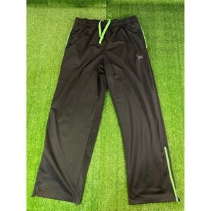 Tapout Mens Black Neon Green Athletic Track Pants MMA Training Baggy Joggers LG